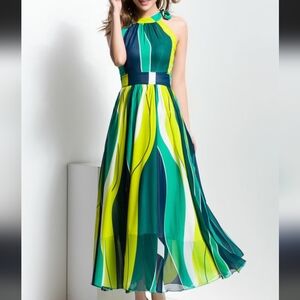 Elegant Multicolor Maxi Dress